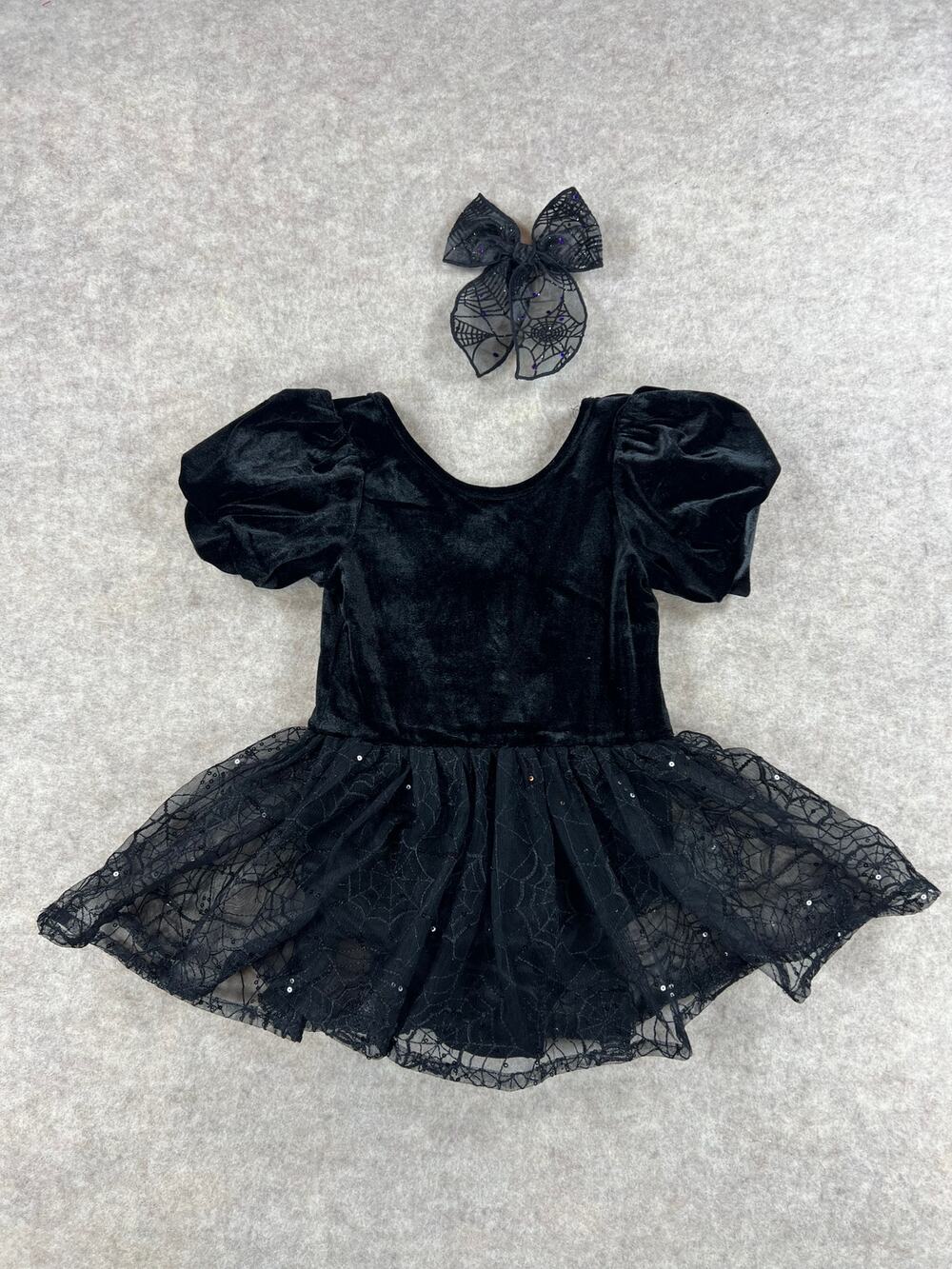 Calluna Web Weaver Spiderweb Skirted Leotard 5 Plus Matching Beloved Bairn Bow